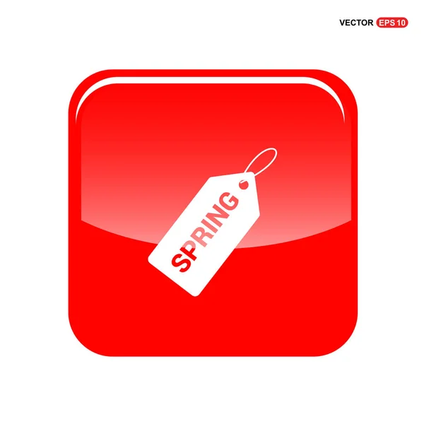 Signo de etiqueta en botón rojo — Vector de stock