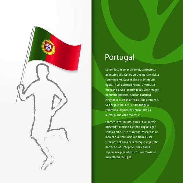 Broszura z mężczyzną gospodarstwa flaga Portugalii — Wektor stockowy