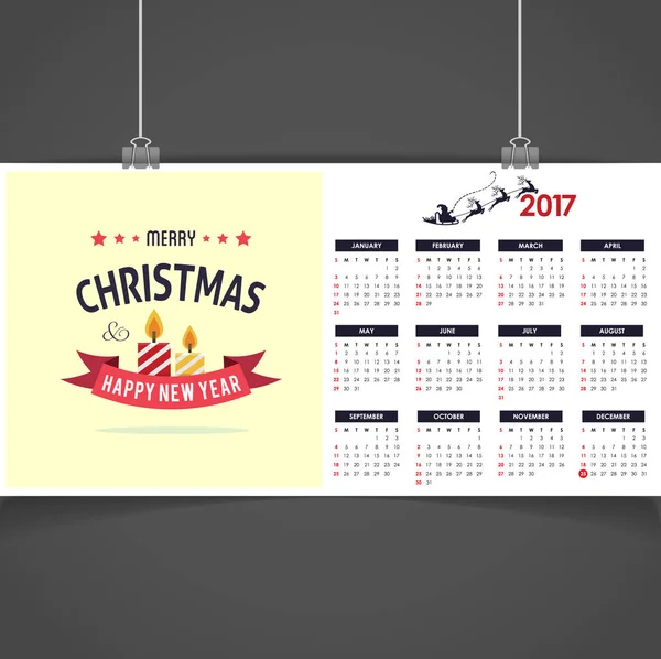 Calendário de Natal imprimível — Vetor de Stock