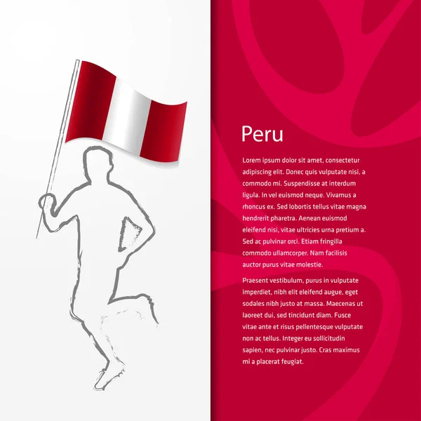 Φυλλάδιο με άνθρωπος που κρατά την σημαία του Περού — Διανυσματικό Αρχείο