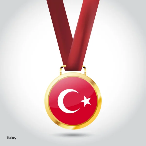 Tyrkisk flag i guldmedalje – Stock-vektor