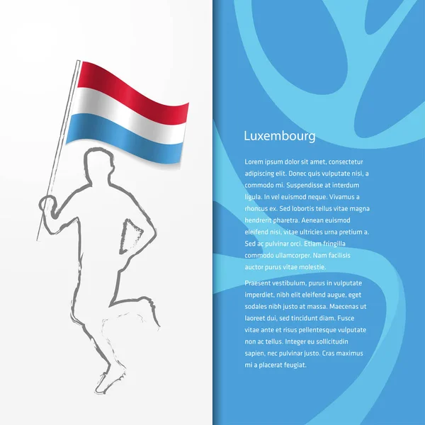 Brochure with man holding Luxembourg flag — Stock Vector