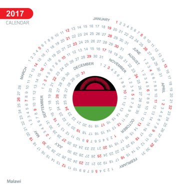 2017 takvim Malavi bayrak ile