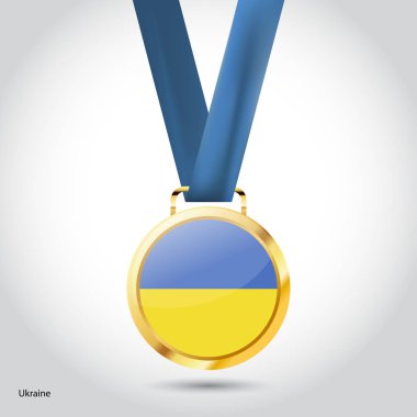 Altın madalya Ukrayna bayrağı 