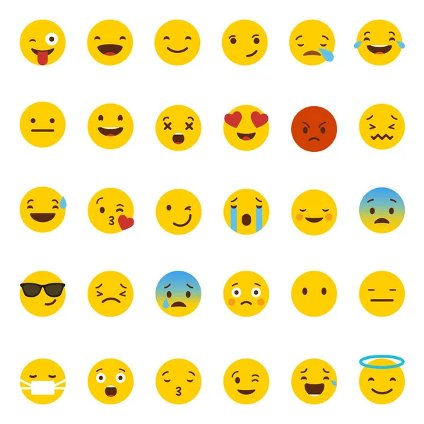 Ícones de emoção com smileys —  Vetores de Stock