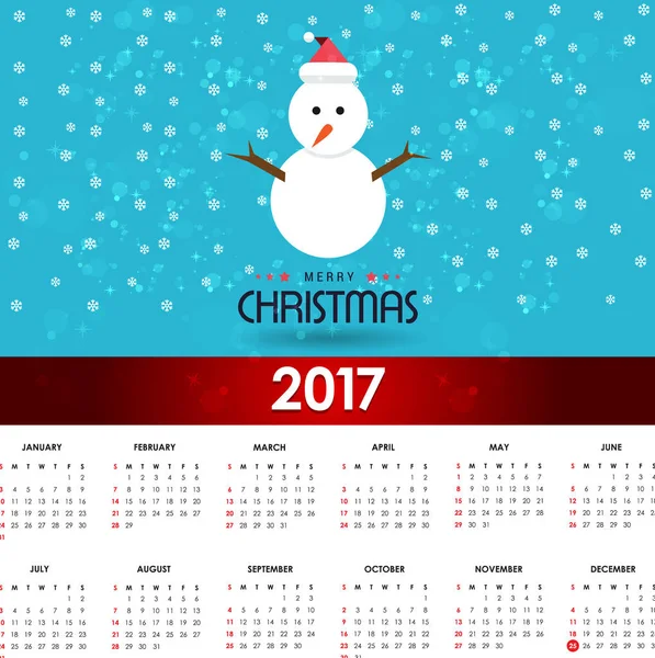 Calendário de Natal imprimível — Vetor de Stock