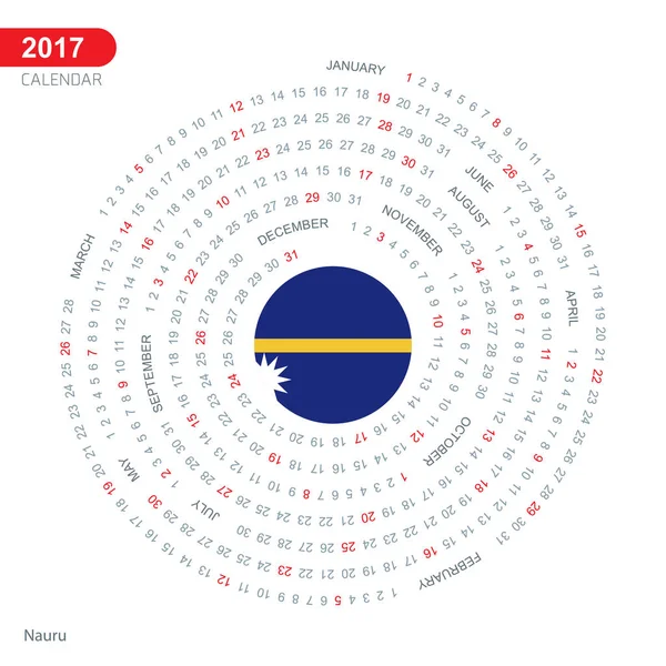 2017 r. kalendarz z flaga Nauru — Wektor stockowy