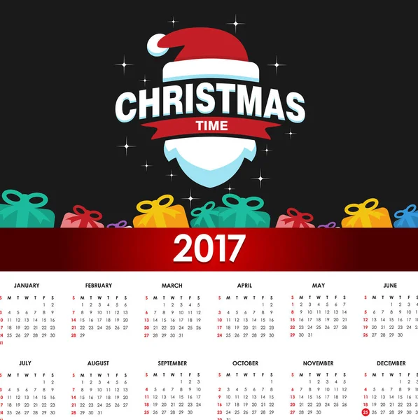 Printable Christmas calendar — Stock Vector