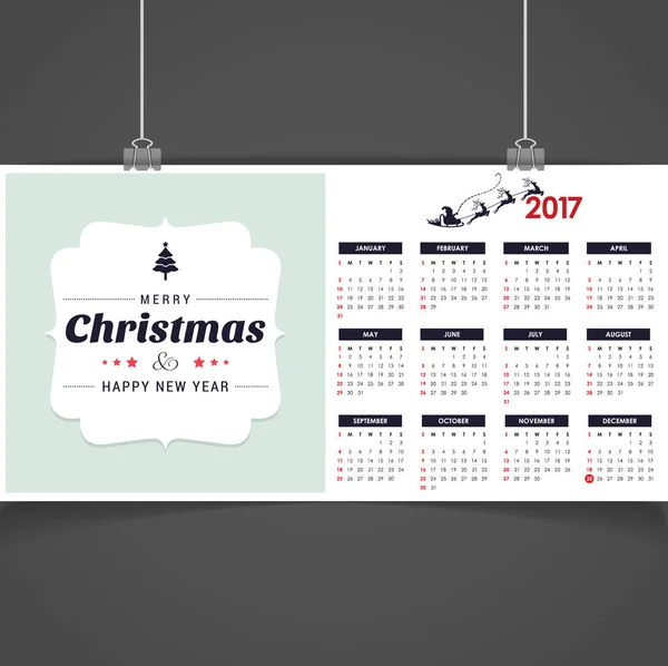 Calendrier de Noël imprimable — Image vectorielle