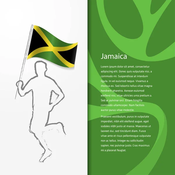 Broschüre mit Mann mit Jamaica-Fahne — Stockvektor