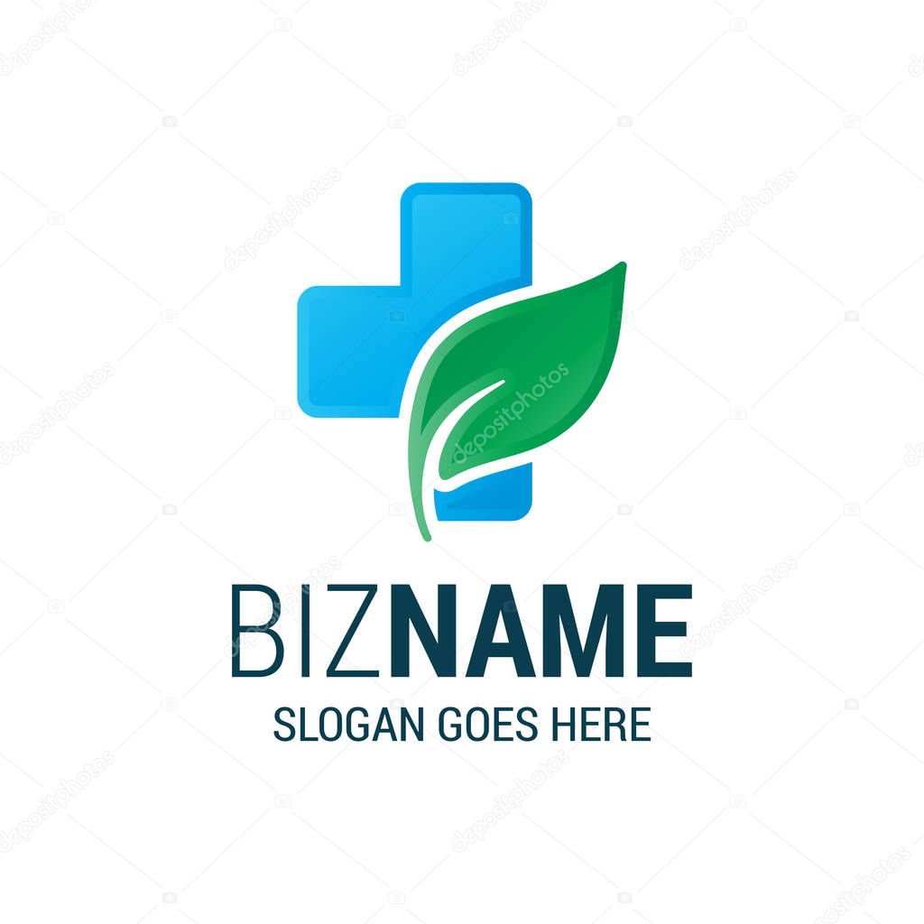 Bizname logo with plus, vector illustration