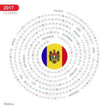2017 takvim ile Moldova bayrağı