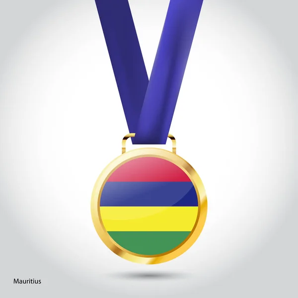 Bandiera Mauritius in medaglia d'oro — Vettoriale Stock