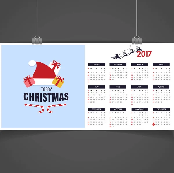 Calendário de Natal imprimível — Vetor de Stock