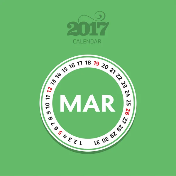 Calendário 2017 para o mês — Vetor de Stock