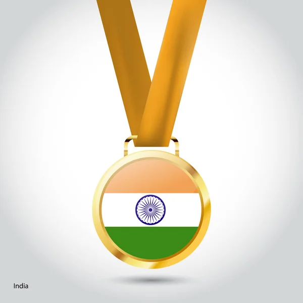 India flag in golden medal — Stock Vector