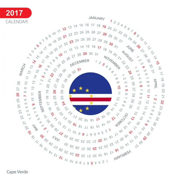 2017 r. kalendarz z Flaga Wysp Zielonego Przylądka — Wektor stockowy
