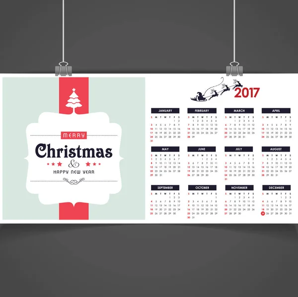 Calendário de Natal imprimível — Vetor de Stock