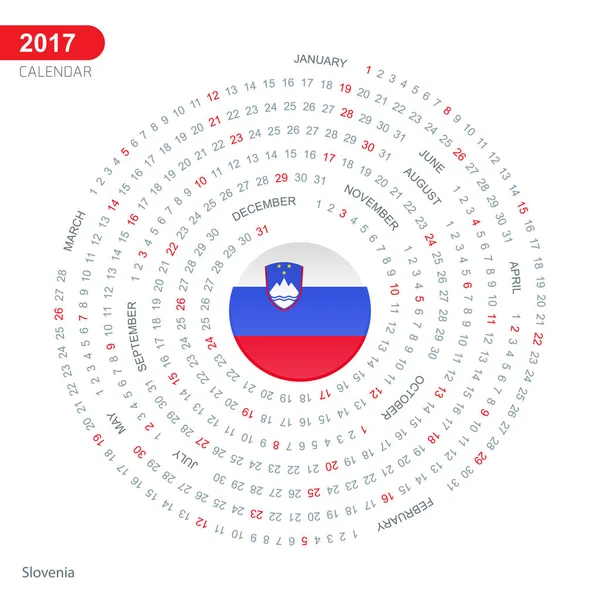 2017 takvim Slovenya bayrağı ile
