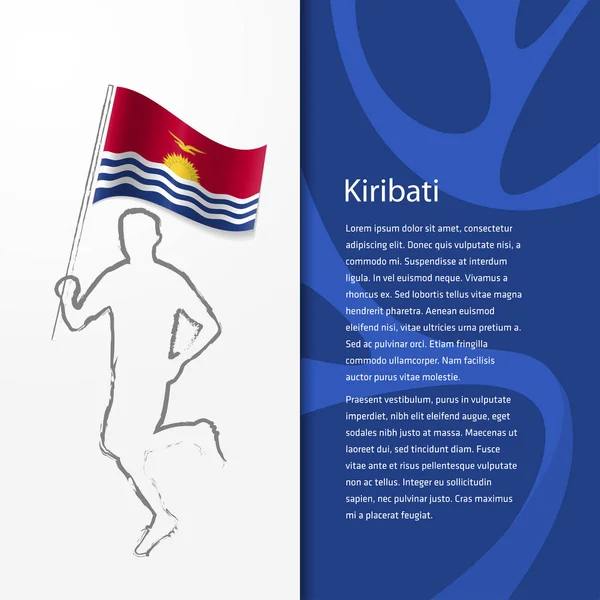 Folleto con el hombre que sostiene la bandera de Kiribati — Vector de stock