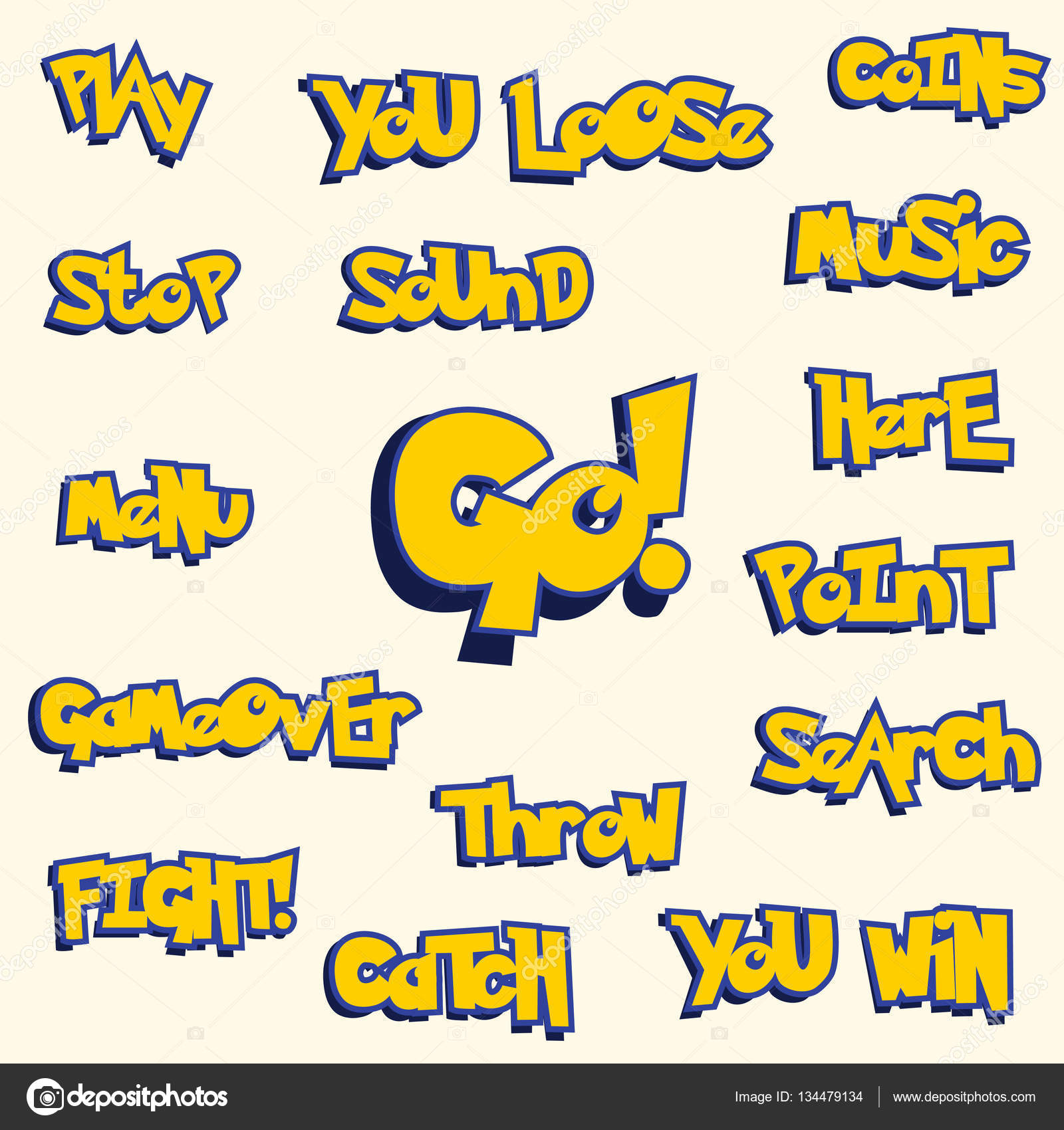 Yellow Words In Pokemon Game Style Stock Vector Image By C Ibrandify