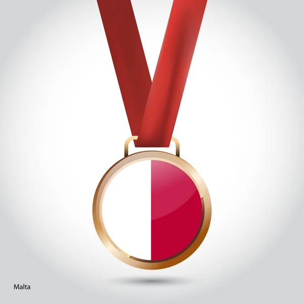 Drapeau Malte médaille de bronze — Image vectorielle