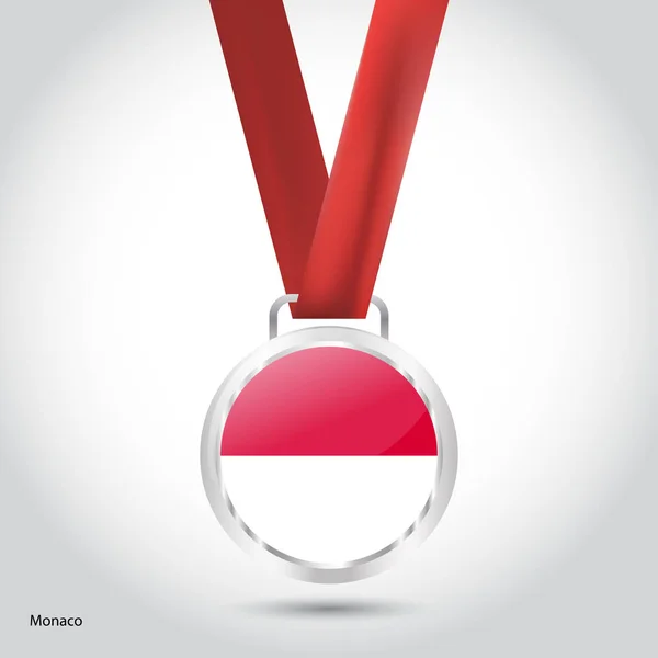 Drapeau Monaco médaille d'argent — Image vectorielle