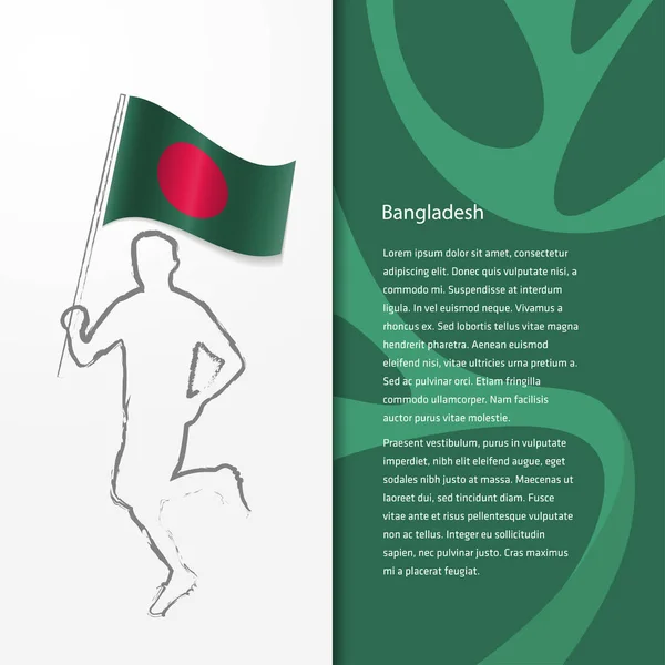Broschyr med man håller Bangladesh flagga — Stock vektor
