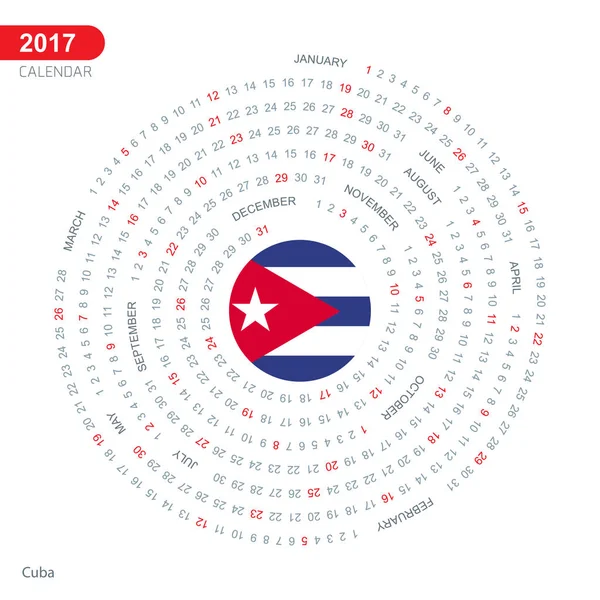 与 Cubaflag 2017 日历 — 图库矢量图片