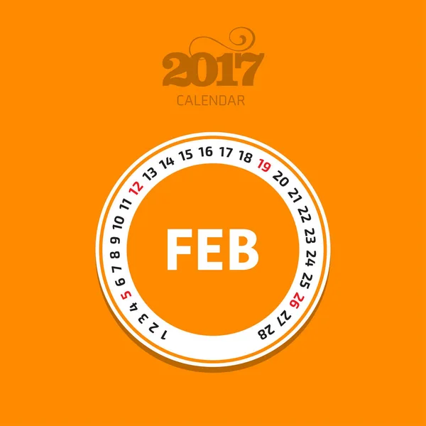 Calendrier 2017 pour le mois — Image vectorielle