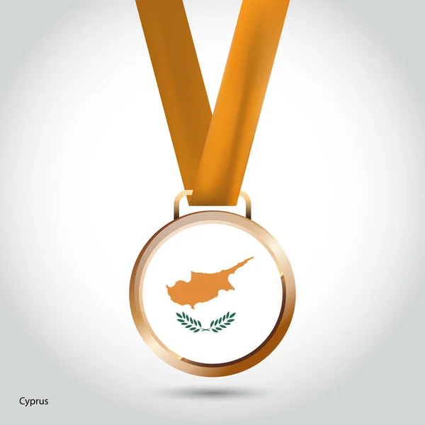 Bronz madalya Kıbrıs bayrağı — Stok Vektör