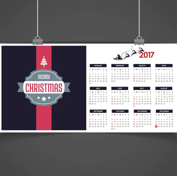 Printable Christmas calendar — Stock Vector