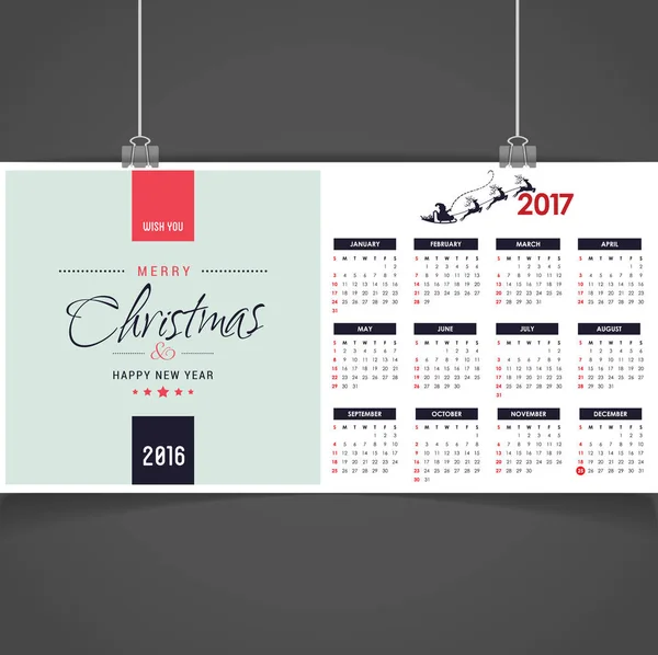 Printable Christmas calendar — Stock Vector