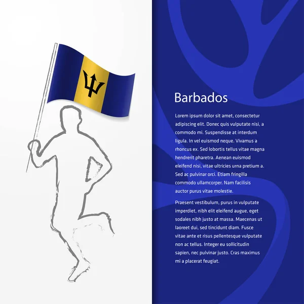 Broschyr med man håller Barbados flagga — Stock vektor
