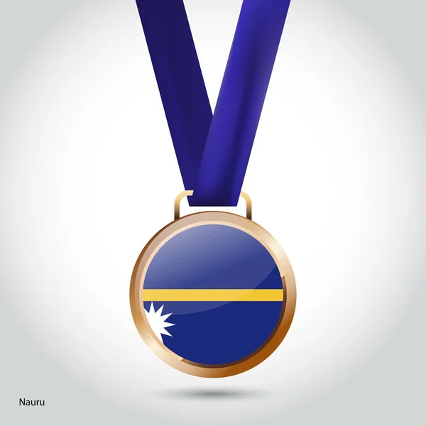 Drapeau Nauru en médaille de bronze — Image vectorielle