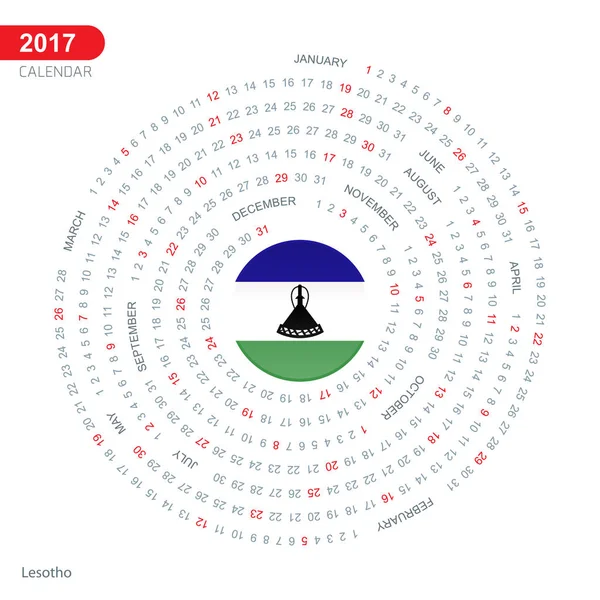 Kalendář 2017 s vlajka Lesotha — Stockový vektor