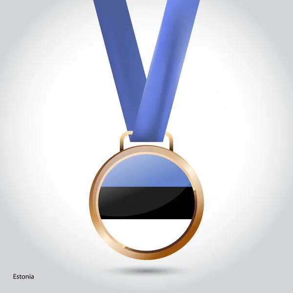 Drapeau Estonie médaille de bronze — Image vectorielle