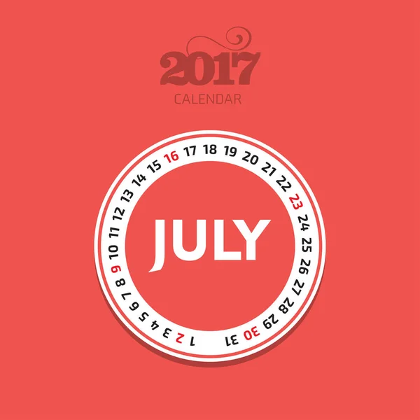 2017 calendario para el mes — Archivo Imágenes Vectoriales