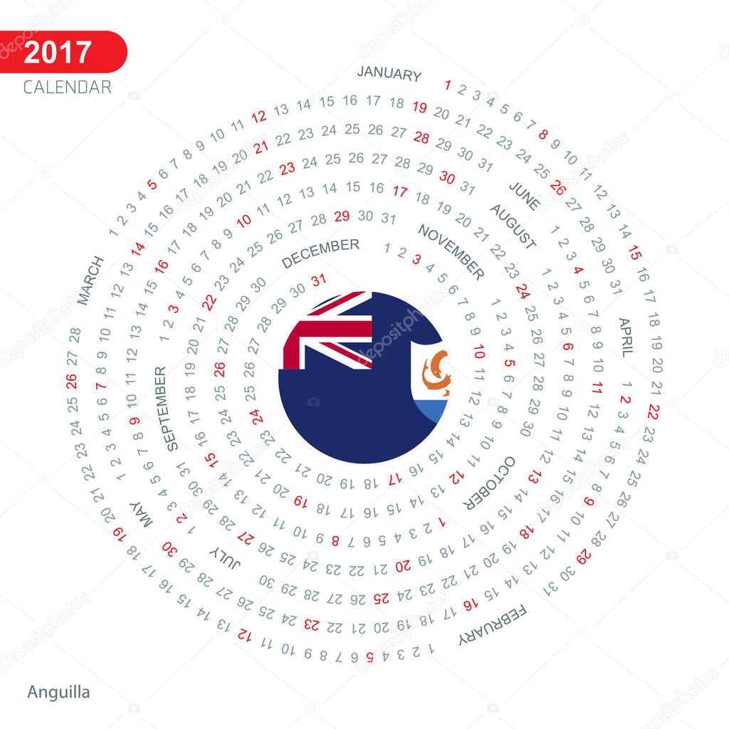 17 Calendar In Form Of Circle With Anguilla Flag Vector Illustration Premium Vector In Adobe Illustrator Ai Ai Format Encapsulated Postscript Eps Eps Format