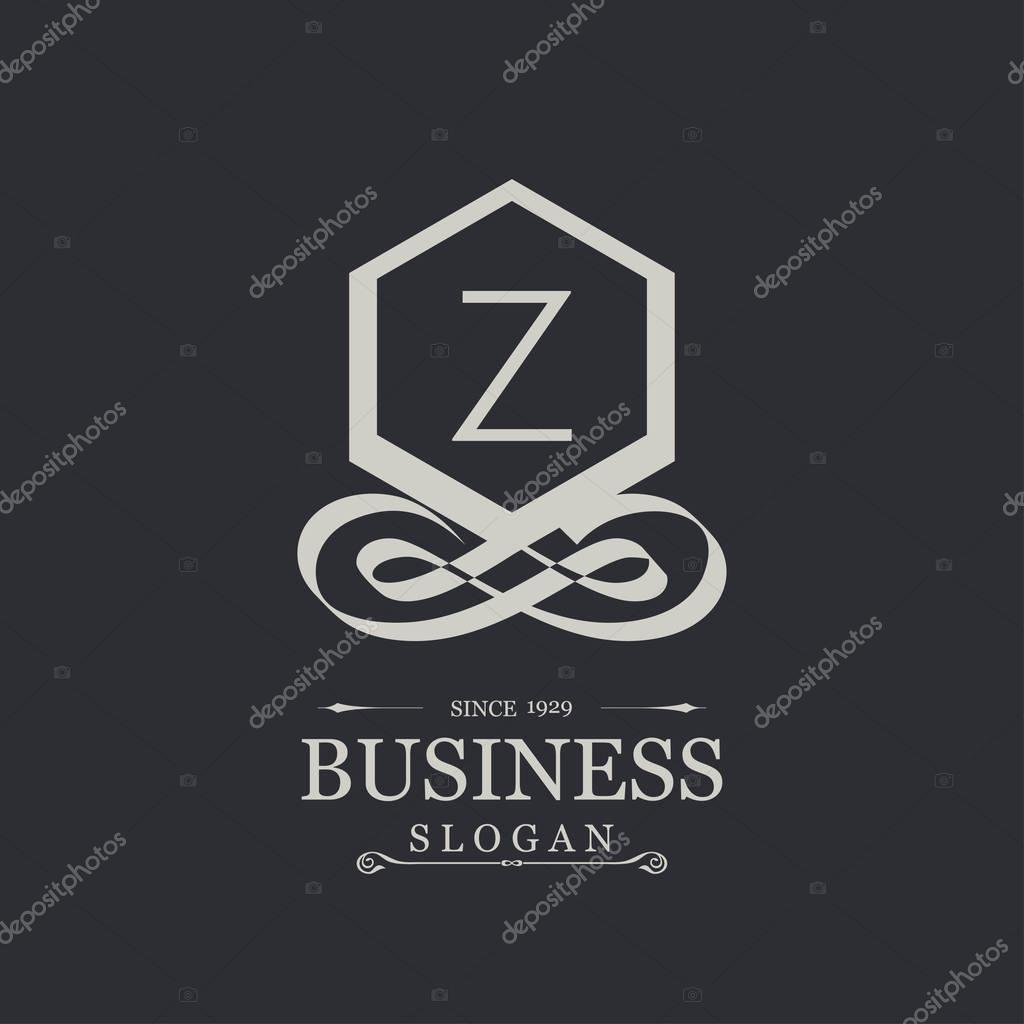 Business logotype icon with letter Z on black background, vector illustration