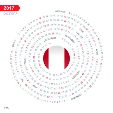 2017 takvim ile Peru bayrağı