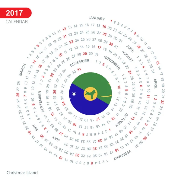 2017 r. kalendarz z flagą Wyspa Bożego Narodzenia — Wektor stockowy