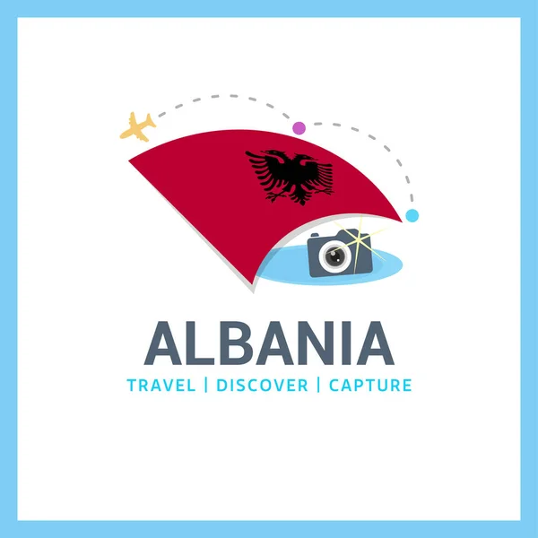 Albania logotipo de la bandera nacional — Vector de stock