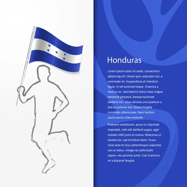 Brochura com homem segurando bandeira de Honduras — Vetor de Stock