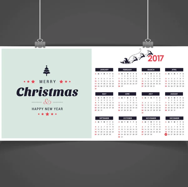 Calendário de Natal imprimível — Vetor de Stock