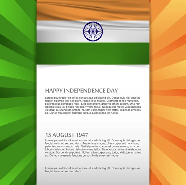 Dia da independência da Índia cartão — Vetor de Stock
