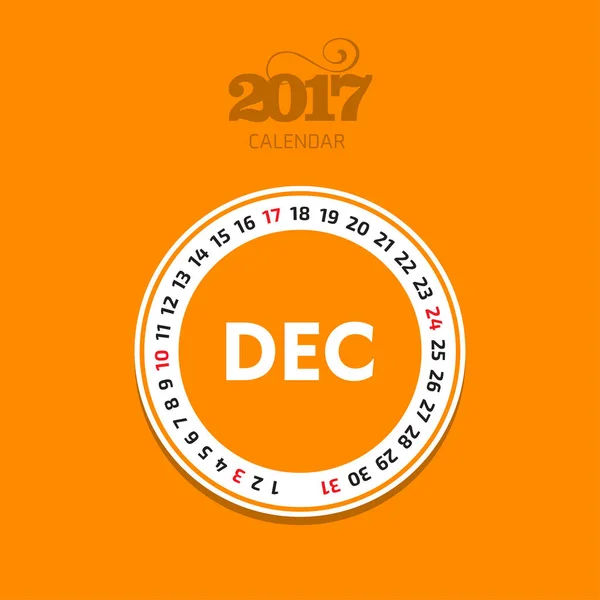 Calendário 2017 para o mês — Vetor de Stock