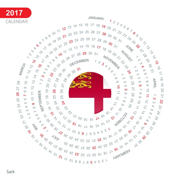 Calendario 2017 con bandera Sark — Vector de stock