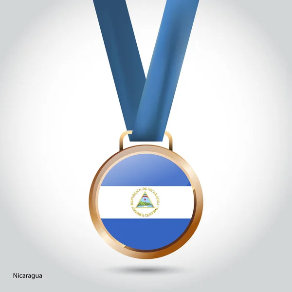 Drapeau du Nicaragua en médaille de bronze — Image vectorielle