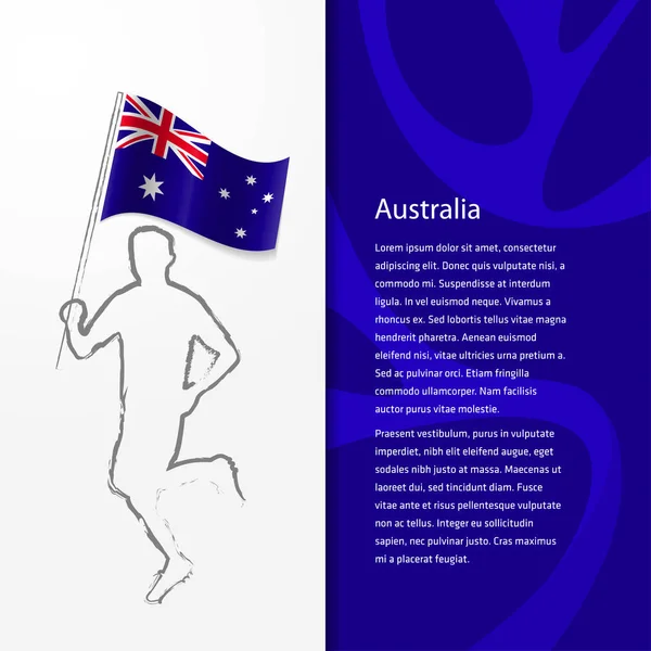 Brochure with man holding Australia flag — Stock Vector